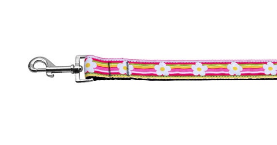 Pet Dog & Cat Nylon Collar or Leash, "Striped Daisy"