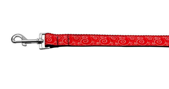 Pet Dog and Cat Nylon Collar or Leash, "Red & White Swirly"