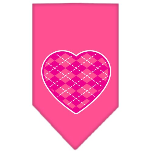 Pet and Dog Bandana Screen Printed, "Pink Argyle Heart"