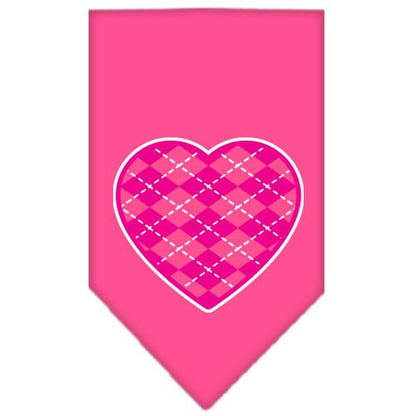 Pet and Dog Bandana Screen Printed, "Pink Argyle Heart"