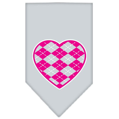 Pet and Dog Bandana Screen Printed, "Pink Argyle Heart"