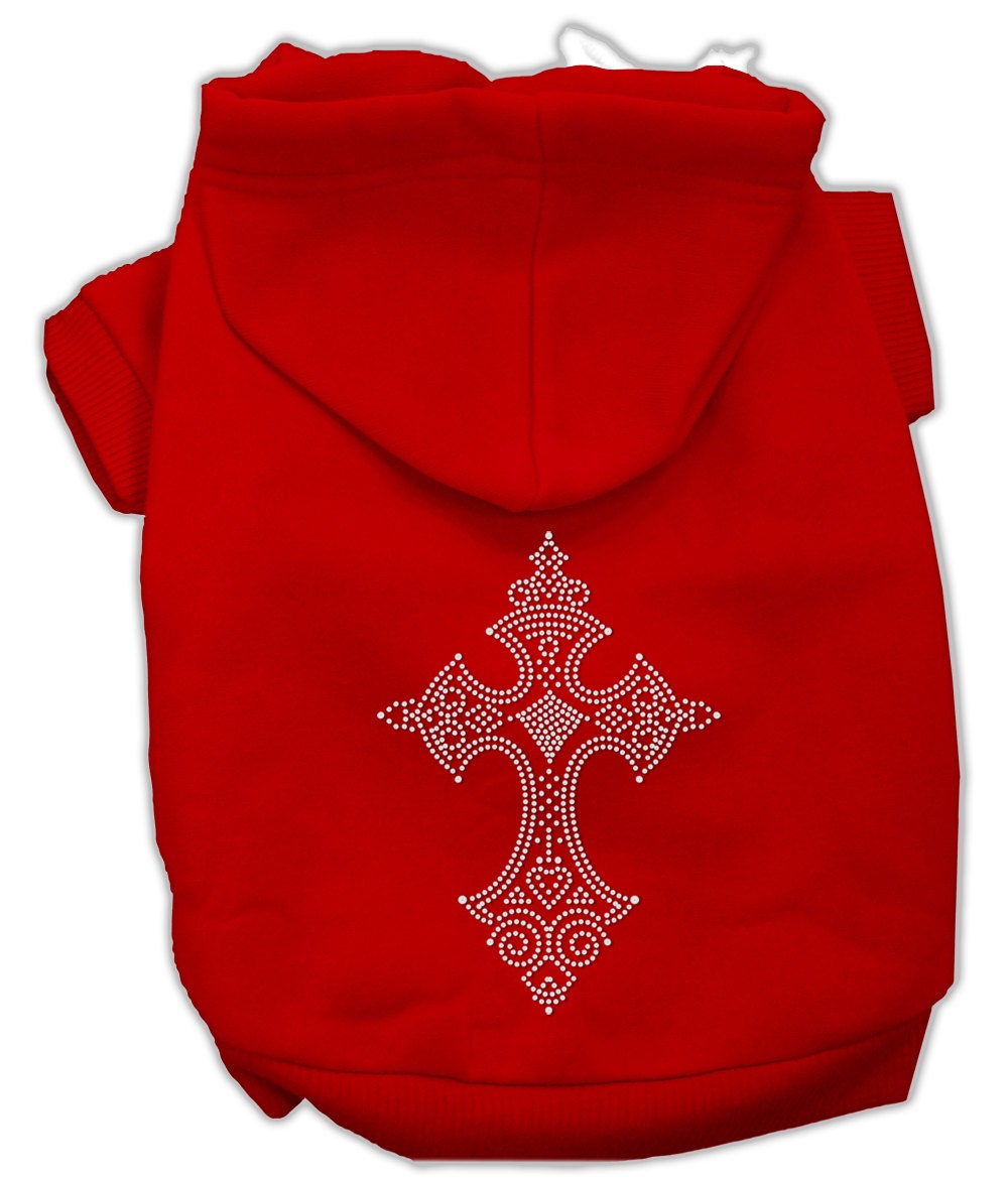 Pet, Dog & Cat Hoodie Rhinestone, "Cross"