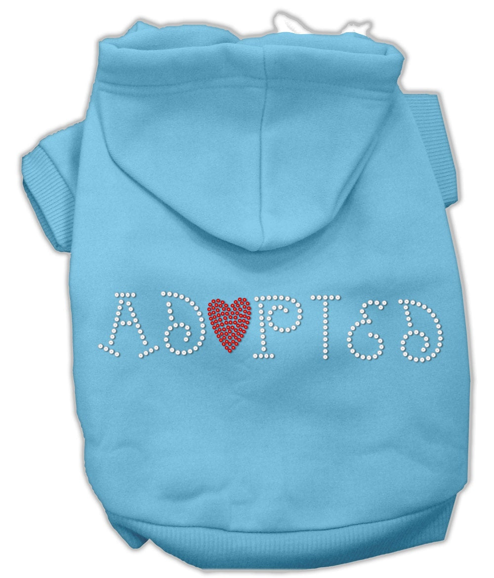 Pet, Dog & Cat Hoodie Rhinestone, "Adopted"