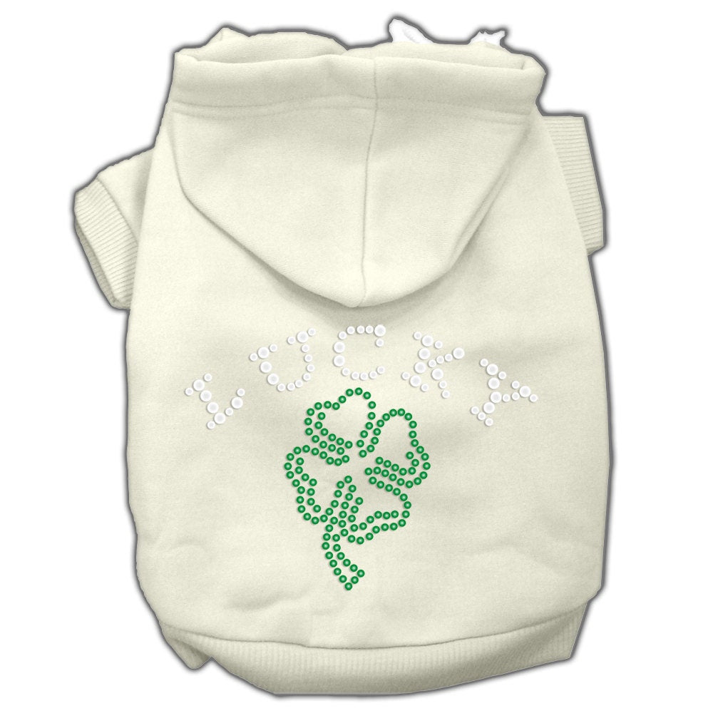 Pet, Dog & Cat Hoodie Rhinestone, "Four Leaf Clover Outline"