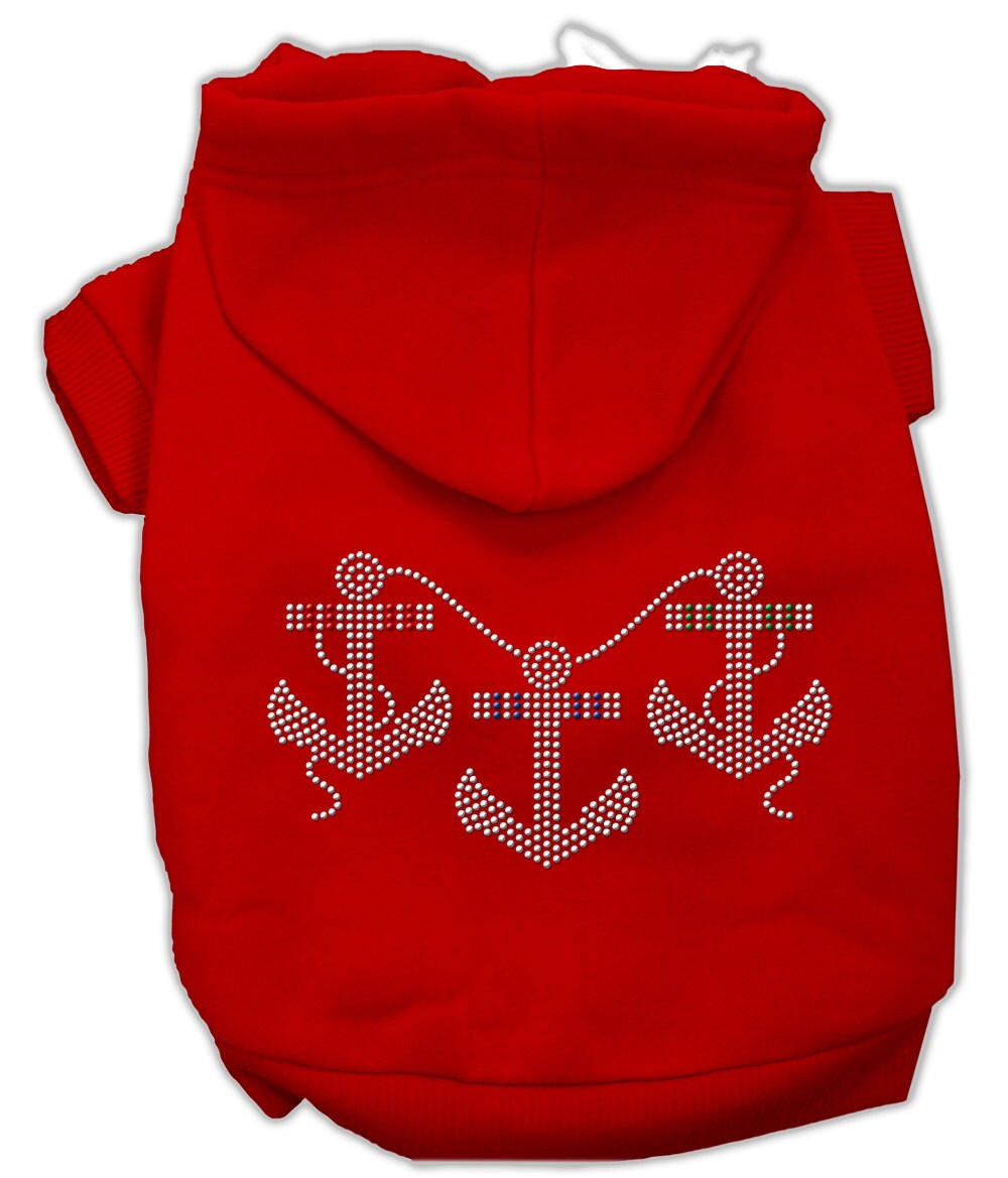 Pet Dog & Cat Hoodie Rhinestone, "Anchors"