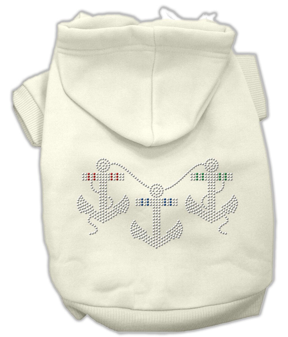 Pet Dog & Cat Hoodie Rhinestone, "Anchors"