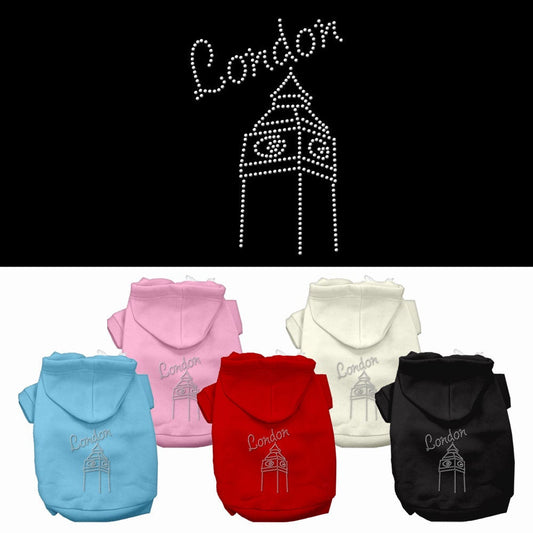 Pet, Dog & Cat Hoodie Rhinestone, "London"