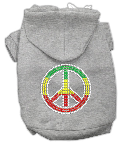 Pet, Dog & Cat Hoodie Rhinestone, "Rasta Peace Sign"