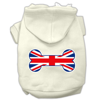 Pet, Dog & Cat Hoodie Screen Printed, "Bone Shaped Flag United Kingdom (Union Jack) Flag"