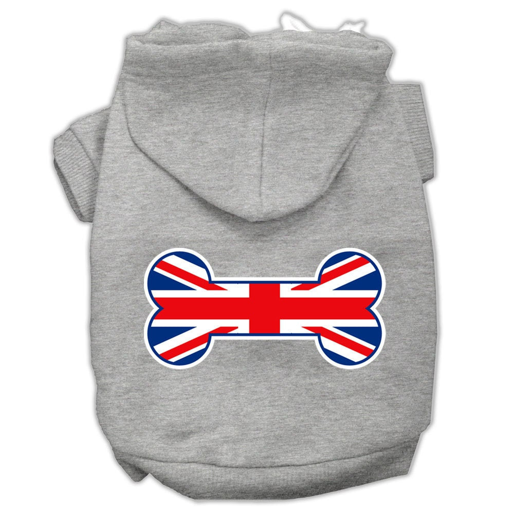 Pet, Dog & Cat Hoodie Screen Printed, "Bone Shaped Flag United Kingdom (Union Jack) Flag"