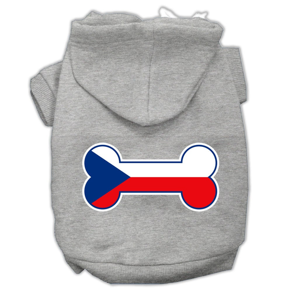 Pet, Dog & Cat Hoodie Screen Printed, "Bone Shaped Czech Republic Flag"