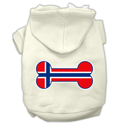 Pet, Dog & Cat Hoodie Screen Printed, "Bone Shaped Norway Flag"