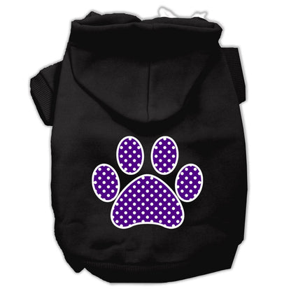 Pet, Dog & Cat Hoodie Screen Printed, "Purple Swiss Dots Paw"