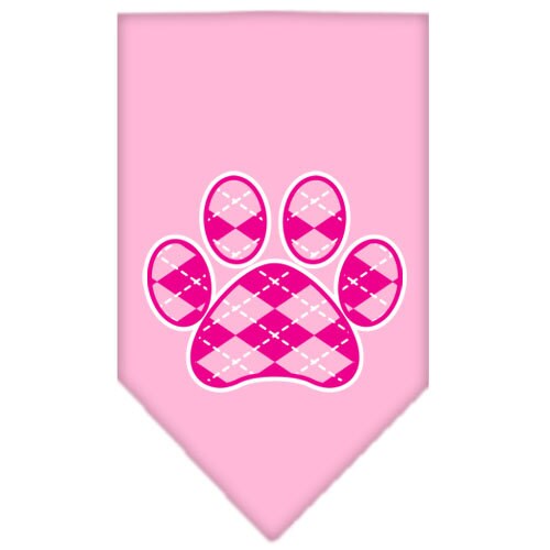 Pet and Dog Bandana Screen Printed,  "Pink Argyle Paw"