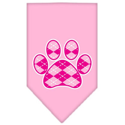 Pet and Dog Bandana Screen Printed,  "Pink Argyle Paw"