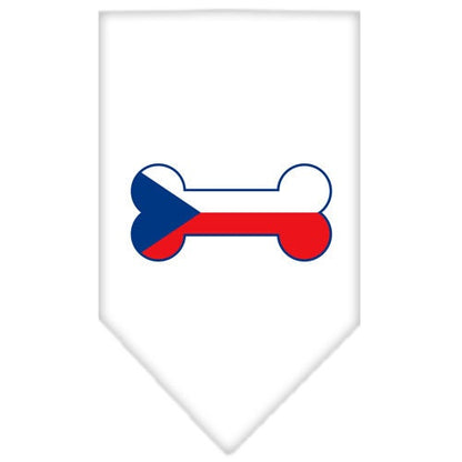 Pet and Dog Bandana Screen Printed,  "Bone Shaped Czech Republic Flag"