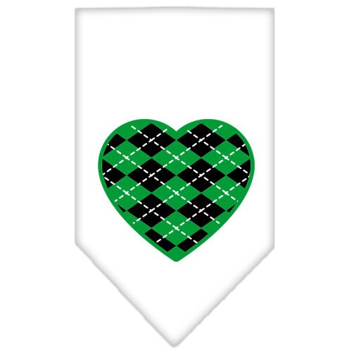 Pet and Dog Bandana Screen Printed, "Green Argyle Heart"