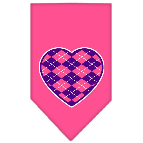 Pet and Dog Bandana Screen Printed, "Argyle Heart Purple"