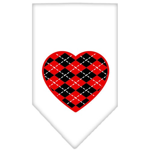 Pet and Dog Bandana Screen Printed, "Red Argyle Heart"