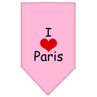 Pet and Dog Bandana Screen Printed, "I Love Paris"