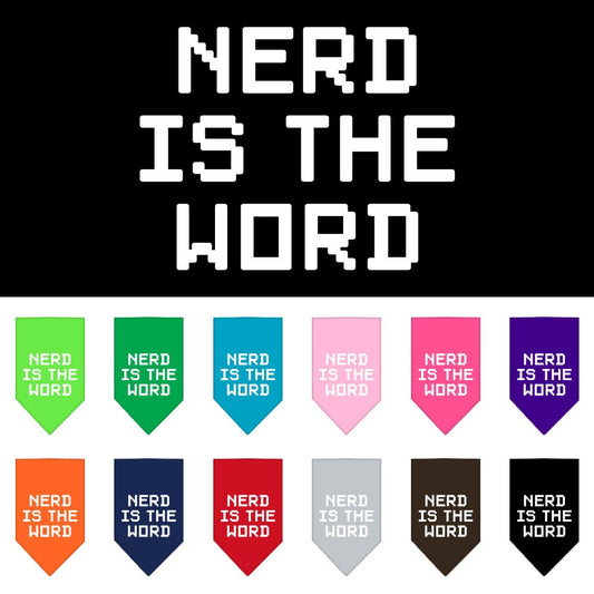 Pet and Dog Bandana Screen Printed, "Nerd Is The Word"