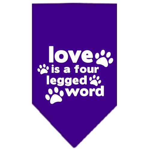 Pet and Dog Bandana Screen Printed, "Love Is A Four Legged Word"