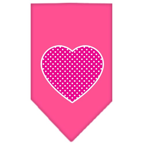 Pet and Dog Bandana Screen Printed, "Pink Swiss Dot Heart"