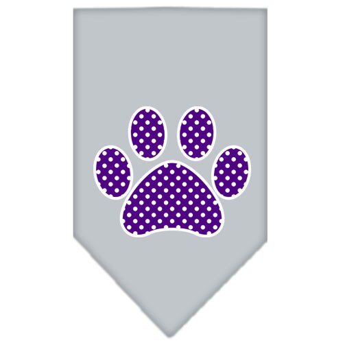 Pet and Dog Bandana Screen Printed, "Purple Swiss Dot Paw"