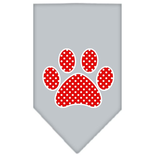 Pet and Dog Bandana Screen Printed, "Red Swiss Dot Paw"