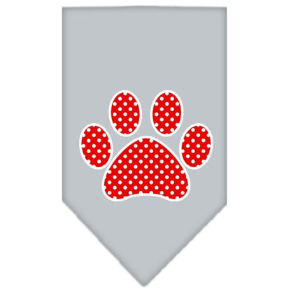 Pet and Dog Bandana Screen Printed, "Red Swiss Dot Paw"