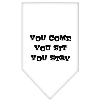 Pet and Dog Bandana Screen Printed, "You Come, You Sit, You Stay"