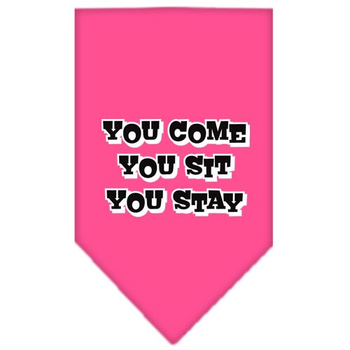 Pet and Dog Bandana Screen Printed, "You Come, You Sit, You Stay"