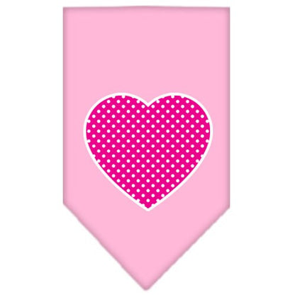 Pet and Dog Bandana Screen Printed, "Pink Swiss Dot Heart"