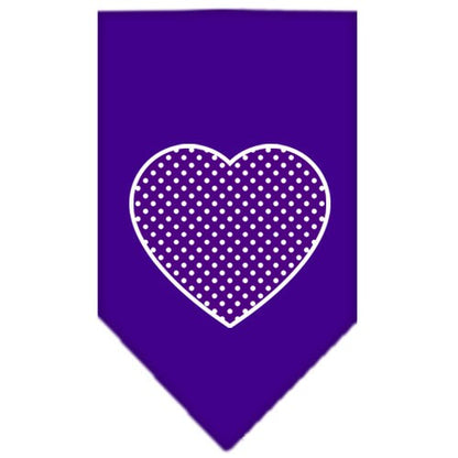 Pet and Dog Bandana Screen Printed, "Purple Swiss Dot Heart"