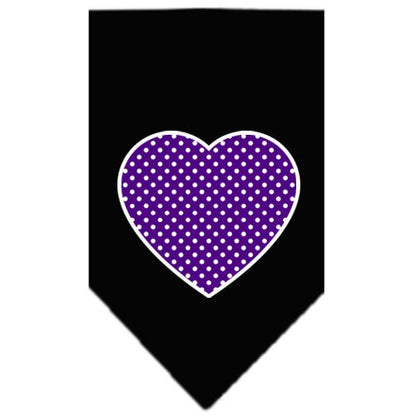 Pet and Dog Bandana Screen Printed, "Purple Swiss Dot Heart"