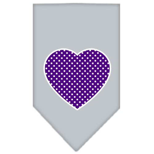 Pet and Dog Bandana Screen Printed, "Purple Swiss Dot Heart"