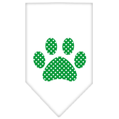 Pet and Dog Bandana Screen Printed, "Green Swiss Dot Paw"