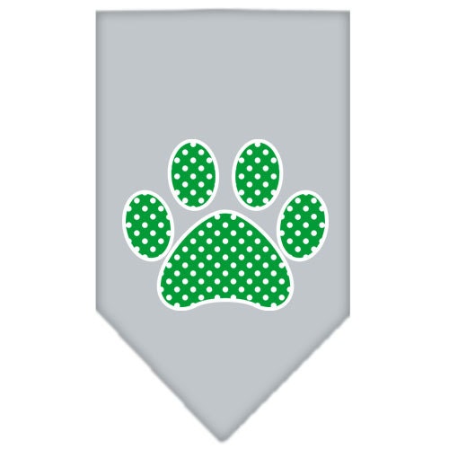 Pet and Dog Bandana Screen Printed, "Green Swiss Dot Paw"