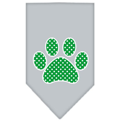 Pet and Dog Bandana Screen Printed, "Green Swiss Dot Paw"