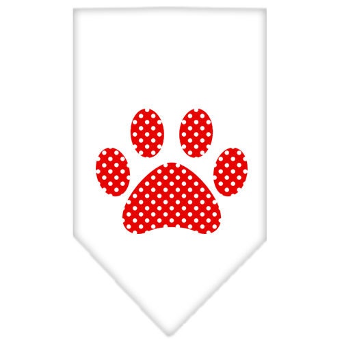 Pet and Dog Bandana Screen Printed, "Red Swiss Dot Paw"