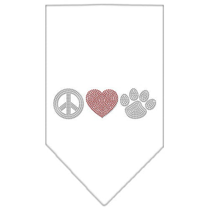 Pet and Dog Bandana Rhinestone, "Peace Love Paw"