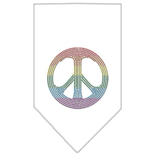 Pet and Dog Bandana Rhinestone, "Rainbow Peace Sign"