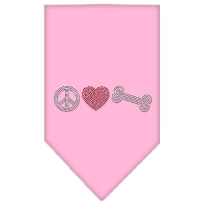 Pet and Dog Bandana Rhinestone, "Peace Love Bone"