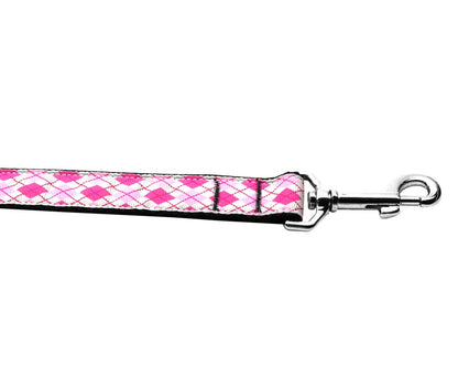 Pet Dog & Cat Nylon Collar or Leash, "Pink Argyle"