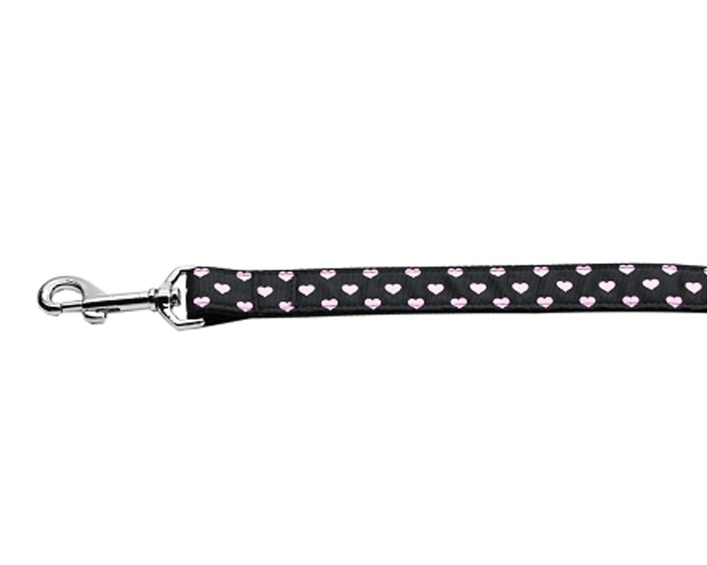 Pet Dog and Cat Nylon Collar or Leash, "Pink & Black Dotty Hearts"