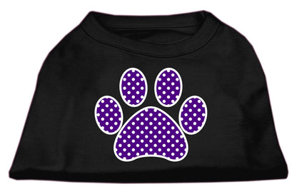 Pet Dog & Cat Shirt Screen Printed, "Swiss Dots Purple Paw"