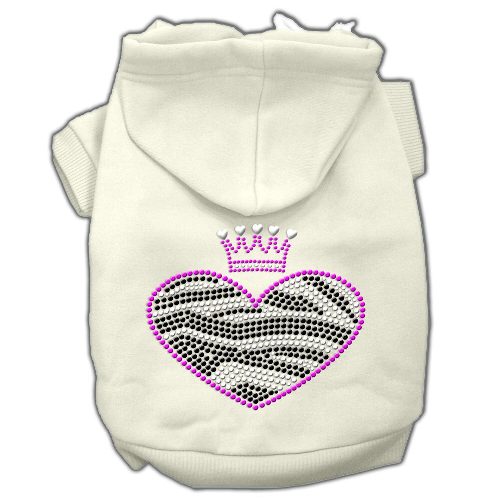 Pet, Dog & Cat Hoodie Rhinestone, "Zebra Heart"