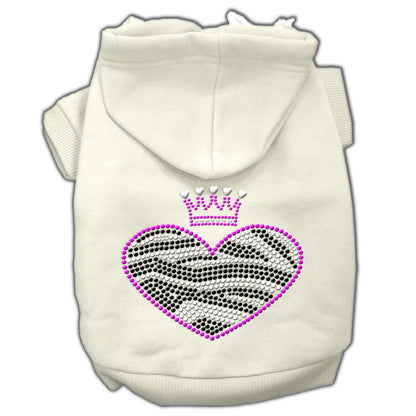 Pet, Dog & Cat Hoodie Rhinestone, "Zebra Heart"