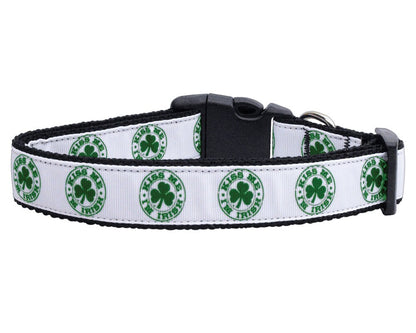 Pet Dog & Cat Nylon Collar or Leash, "Kiss Me I'm Irish"