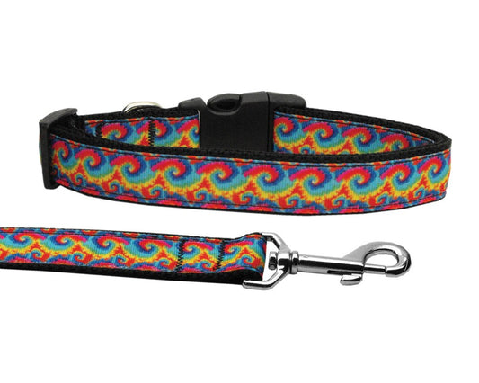 Pet Dog & Cat Nylon Collar or Leash, "Tie Dye"